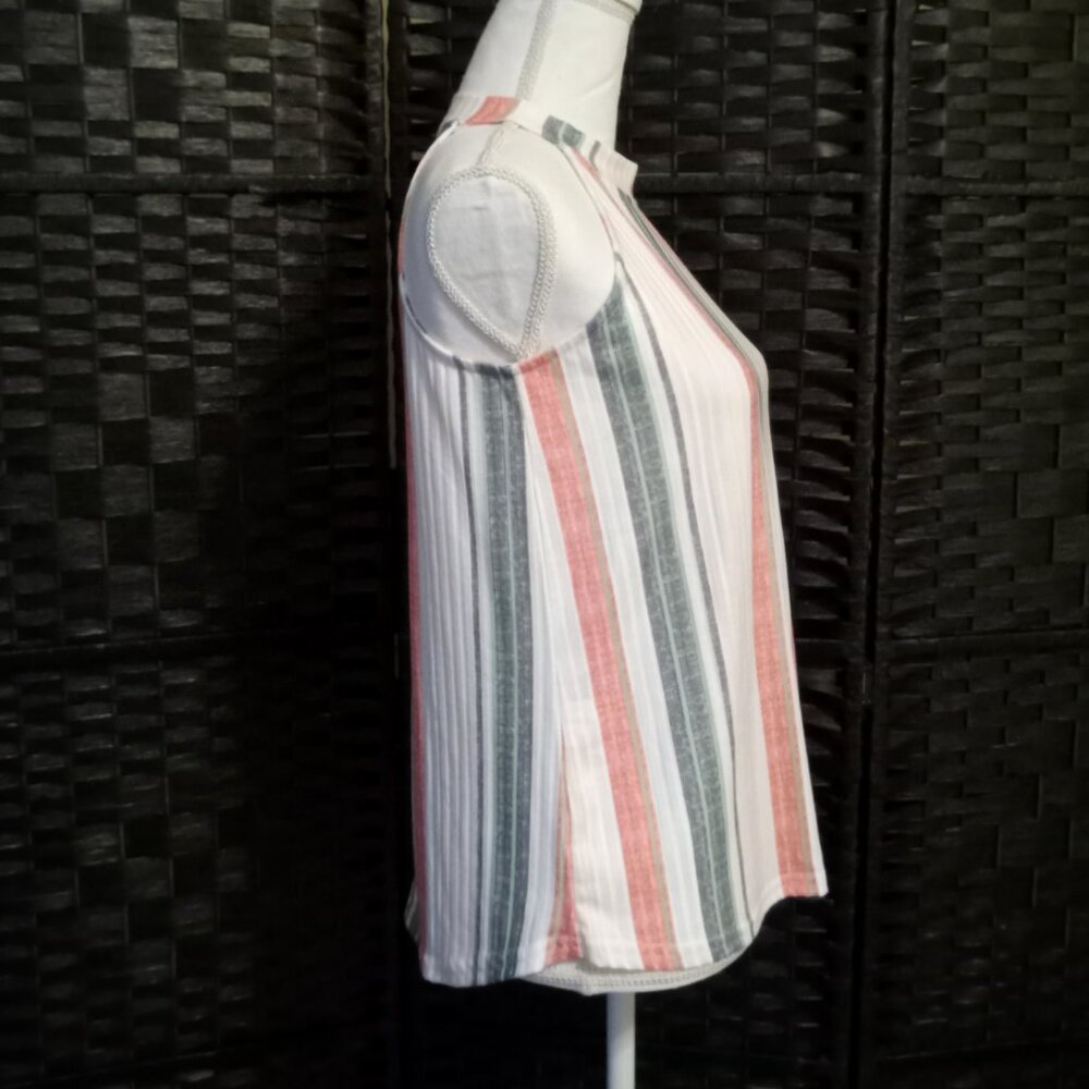 FLT Studio Striped Sleeveless Top Blouse Shirt Women's Size Small - Picture 4 of 7